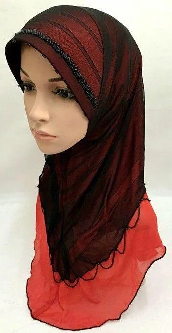 Slip-on LightWeight Double-Mesh-layered Muslim Hijab Islamic Scarf Shawls