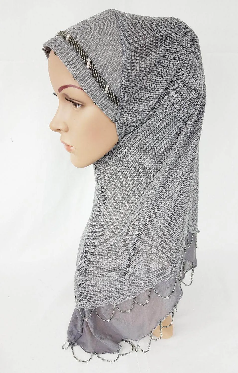 Slip-on LightWeight Double-Mesh-layered Muslim Hijab Islamic Scarf Shawls