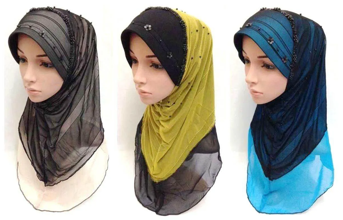 Slip-on LightWeight Double-Mesh-layered Muslim Hijab Islamic Scarf Shawls