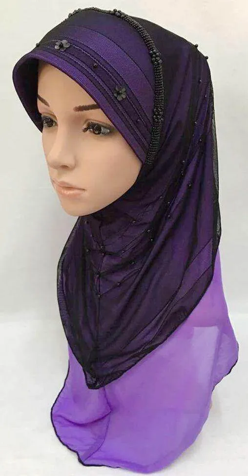 Slip-on LightWeight Double-Mesh-layered Muslim Hijab Islamic Scarf Shawls