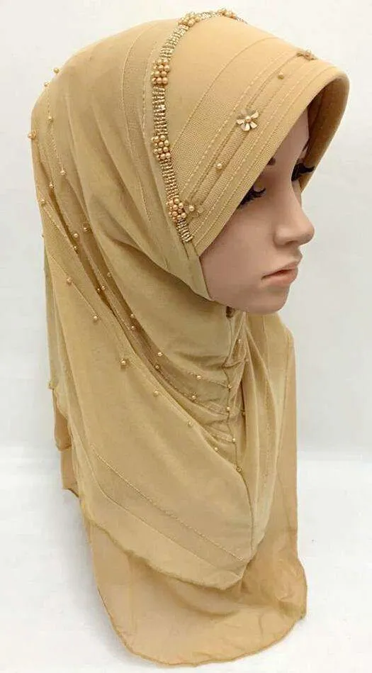 Slip-on LightWeight Double-Mesh-layered Muslim Hijab Islamic Scarf Shawls