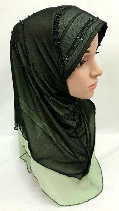 Slip-on LightWeight Double-Mesh-layered Muslim Hijab Islamic Scarf Shawls