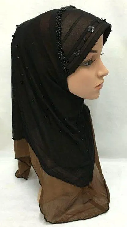 Slip-on LightWeight Double-Mesh-layered Muslim Hijab Islamic Scarf Shawls