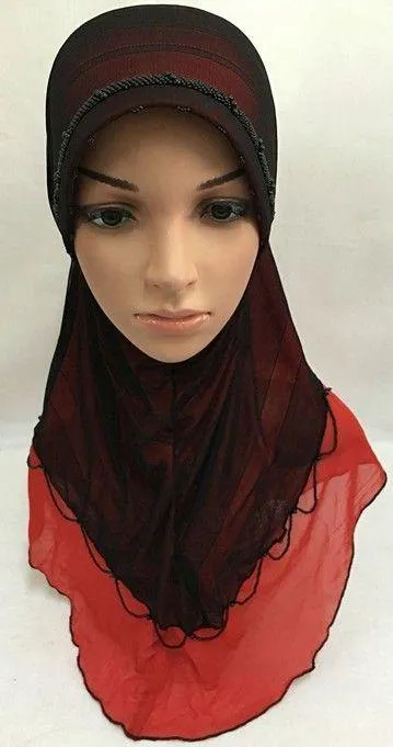 Slip-on LightWeight Double-Mesh-layered Muslim Hijab Islamic Scarf Shawls