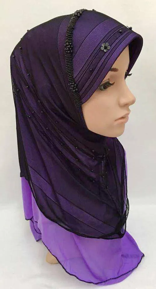 Slip-on LightWeight Double-Mesh-layered Muslim Hijab Islamic Scarf Shawls
