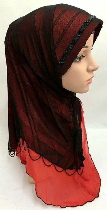 Slip-on LightWeight Double-Mesh-layered Muslim Hijab Islamic Scarf Shawls