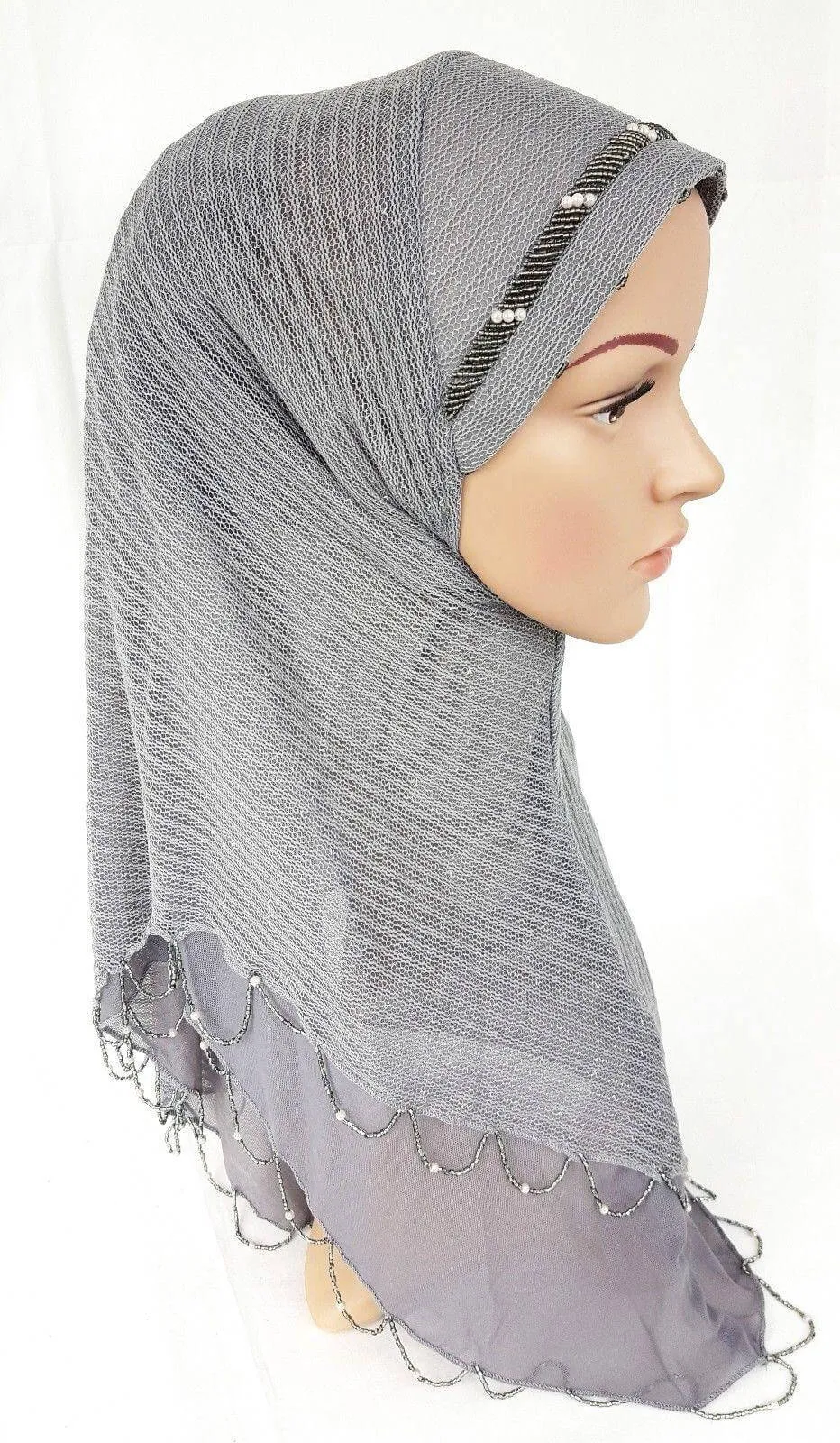 Slip-on LightWeight Double-Mesh-layered Muslim Hijab Islamic Scarf Shawls