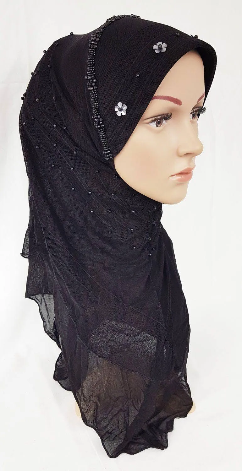 Slip-on LightWeight Double-Mesh-layered Muslim Hijab Islamic Scarf Shawls