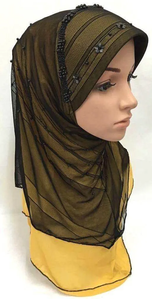 Slip-on LightWeight Double-Mesh-layered Muslim Hijab Islamic Scarf Shawls