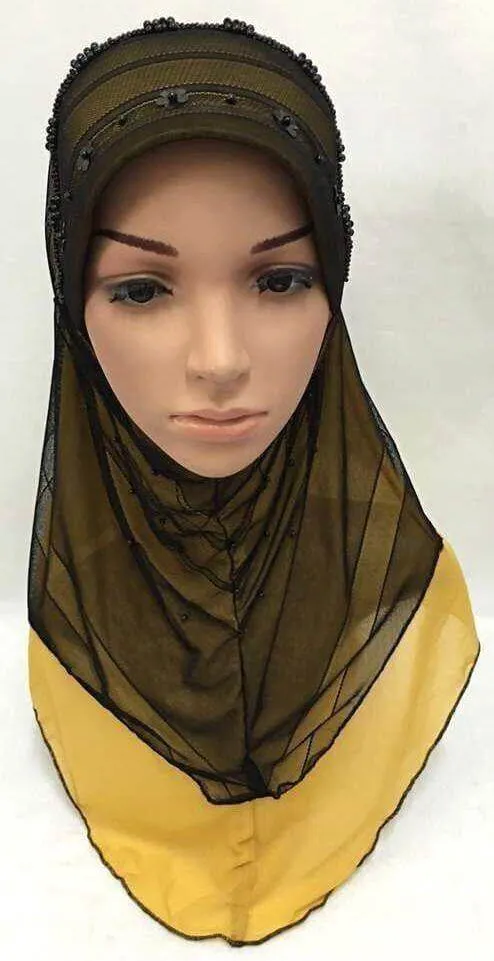 Slip-on LightWeight Double-Mesh-layered Muslim Hijab Islamic Scarf Shawls