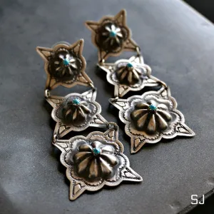 Squash Blossom Turquoise Earrings