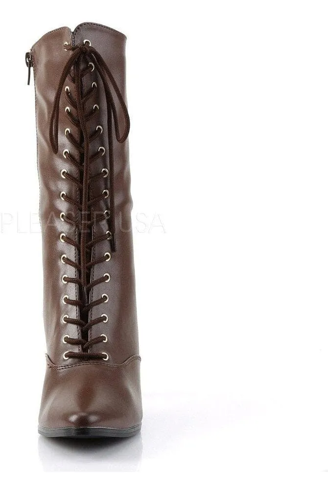 SS-VICTORIAN-120 Ankle Boot | Brown Faux Leather