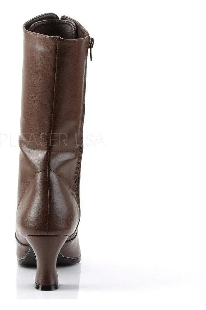 SS-VICTORIAN-120 Ankle Boot | Brown Faux Leather