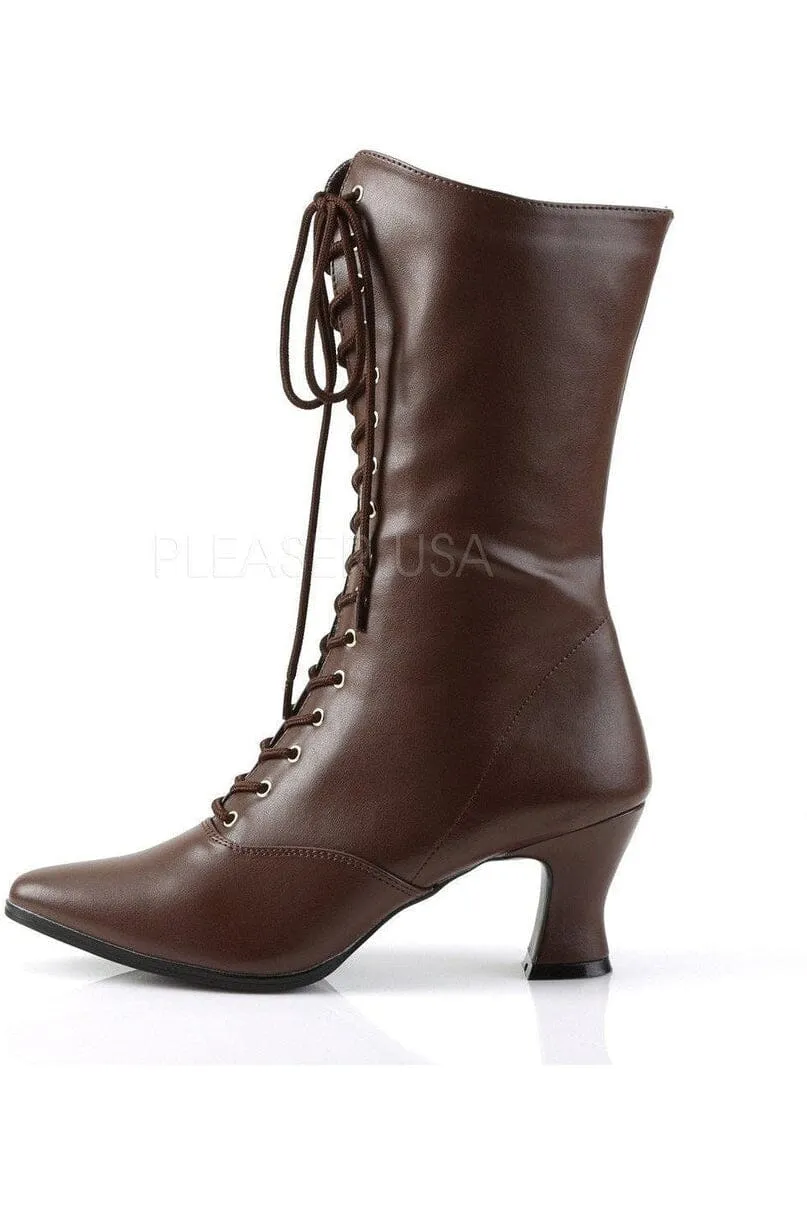 SS-VICTORIAN-120 Ankle Boot | Brown Faux Leather