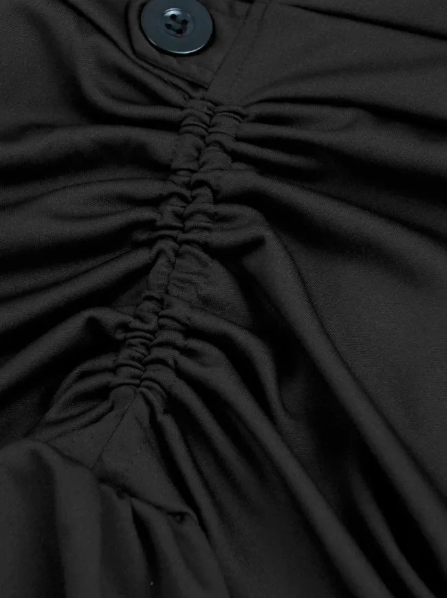Steampunk Victorian Gothic Lace Trim Ruffled High Low Skirt