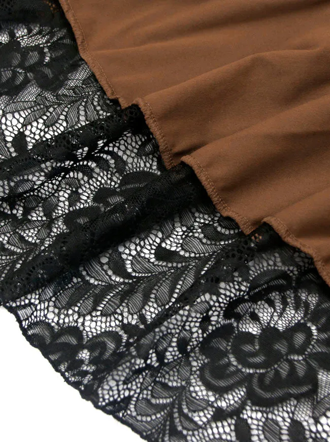 Steampunk Victorian Gothic Lace Trim Ruffled High Low Skirt
