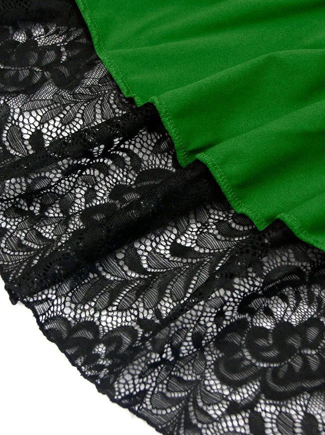 Steampunk Victorian Gothic Lace Trim Ruffled High Low Skirt
