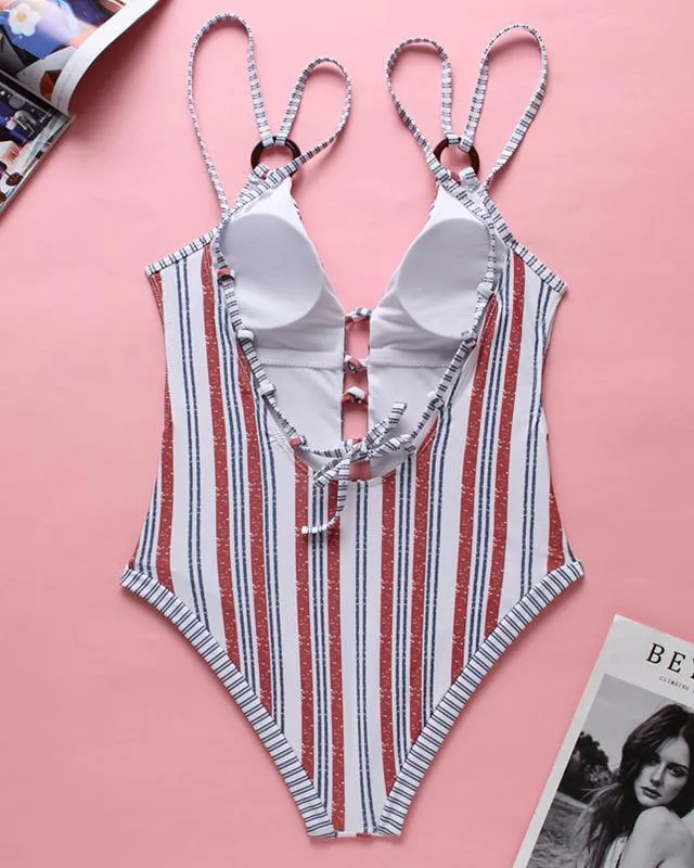 Striped Camisole Triangle Bikini