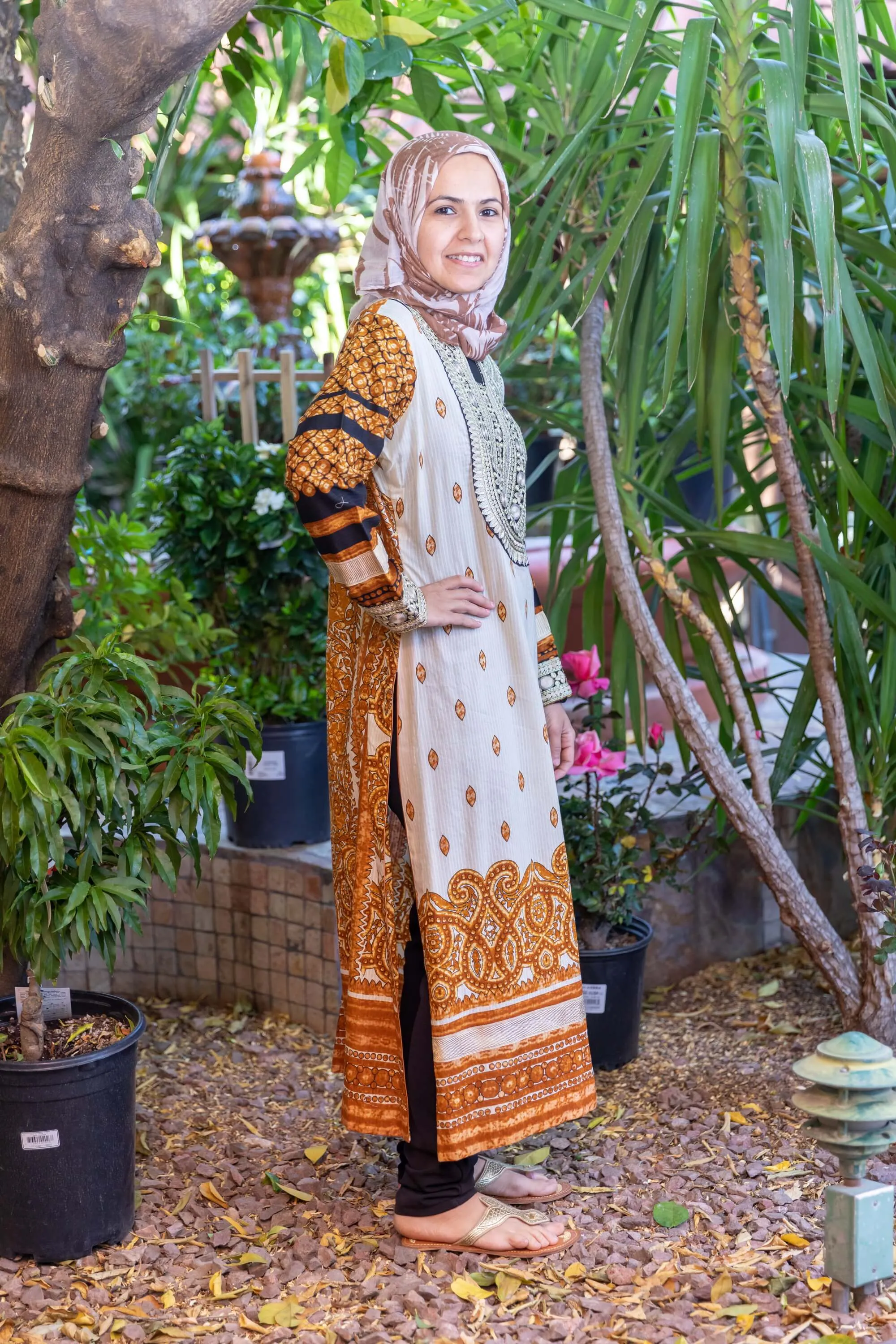 Tan and Yellow Cotton Long Shirt - Kurti by Lakhani