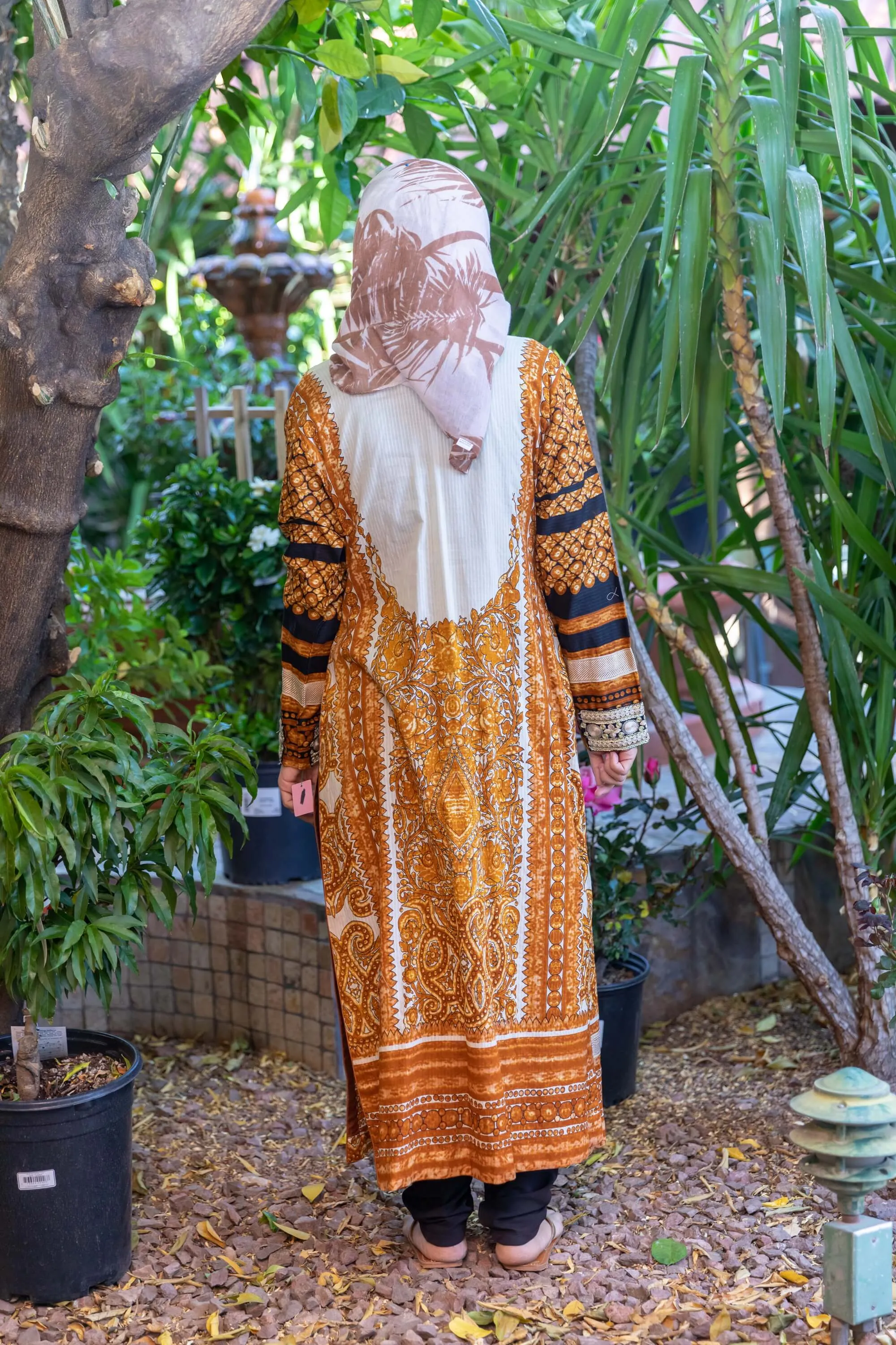 Tan and Yellow Cotton Long Shirt - Kurti by Lakhani