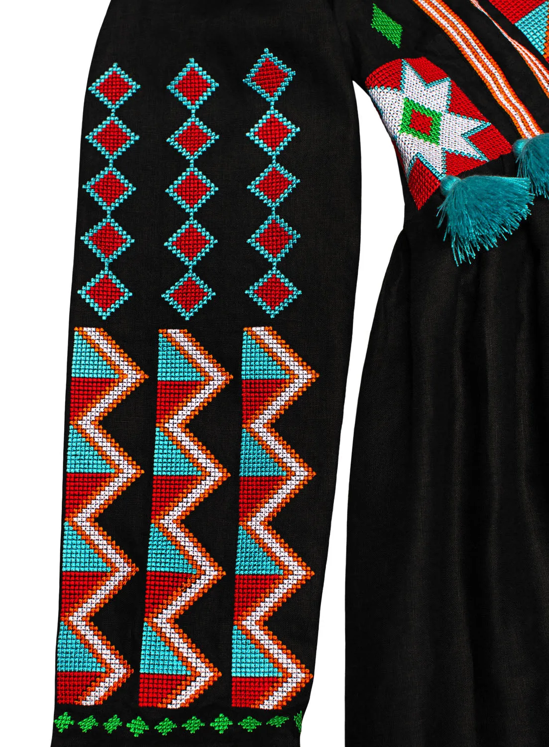Tasseled Boho style Kaftan with embroidery