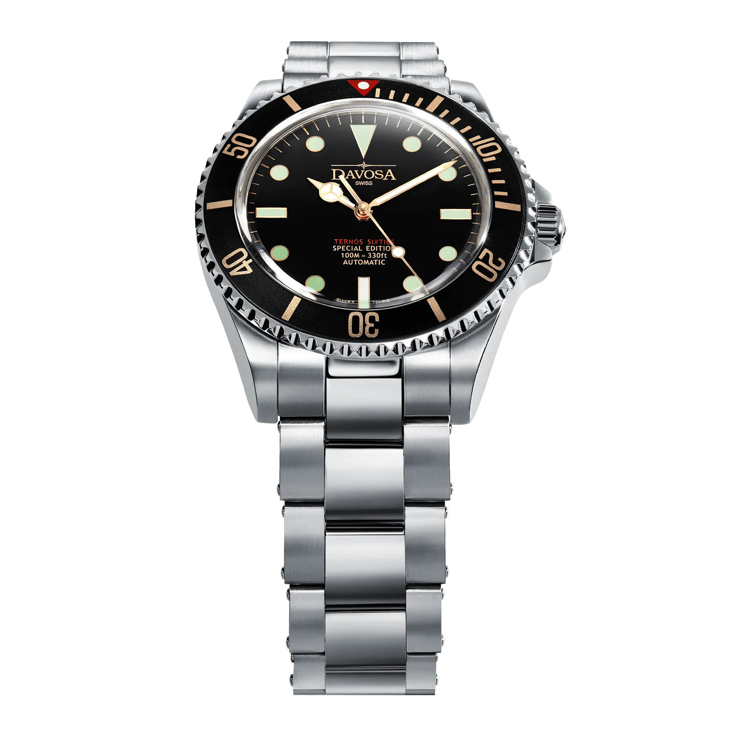 Ternos sixties golden seahorse special US edition (Sapphire crystal) 16152591 Swiss made 40mm unisex wristwatch   Nylon Strap Bundle