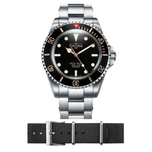 Ternos sixties golden seahorse special US edition (Sapphire crystal) 16152591 Swiss made 40mm unisex wristwatch   Nylon Strap Bundle