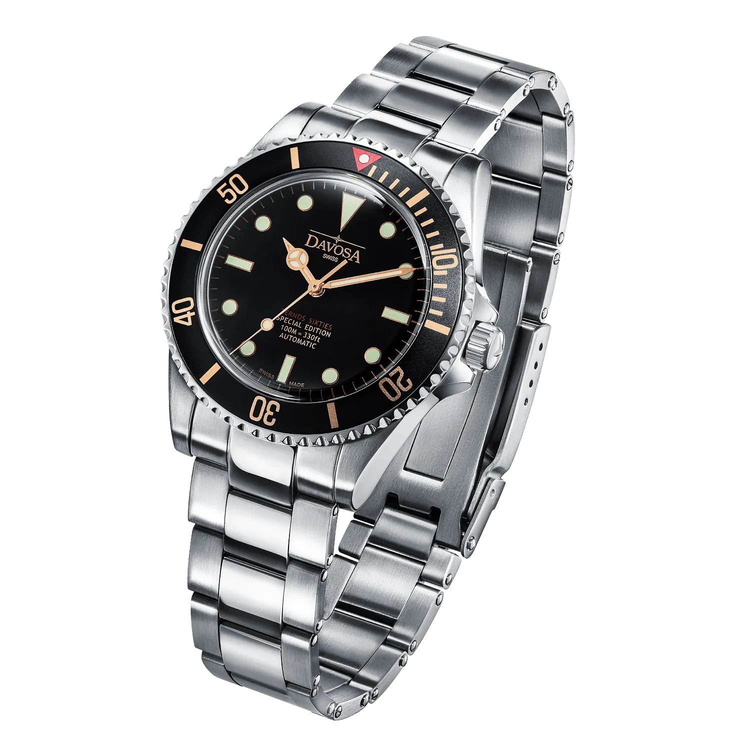 Ternos sixties golden seahorse special US edition (Sapphire crystal) 16152591 Swiss made 40mm unisex wristwatch   Nylon Strap Bundle