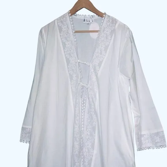 The 1 for U 100% White Cotton Ladies Robe/Housecoat - Rosalind NWT