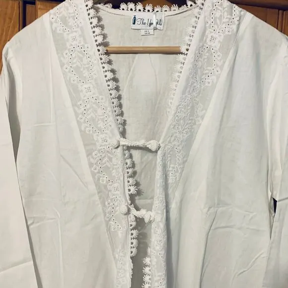 The 1 for U 100% White Cotton Ladies Robe/Housecoat - Rosalind NWT