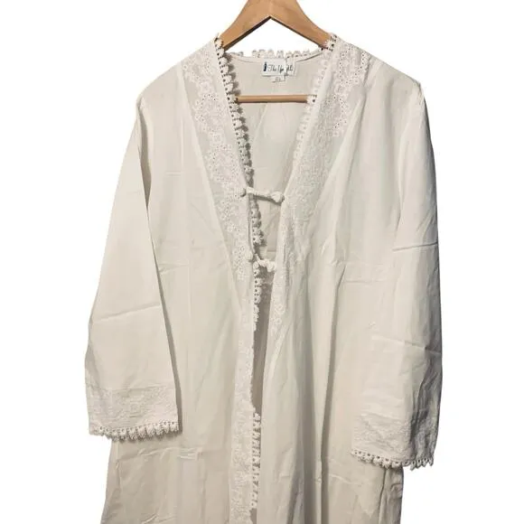 The 1 for U 100% White Cotton Ladies Robe/Housecoat - Rosalind NWT