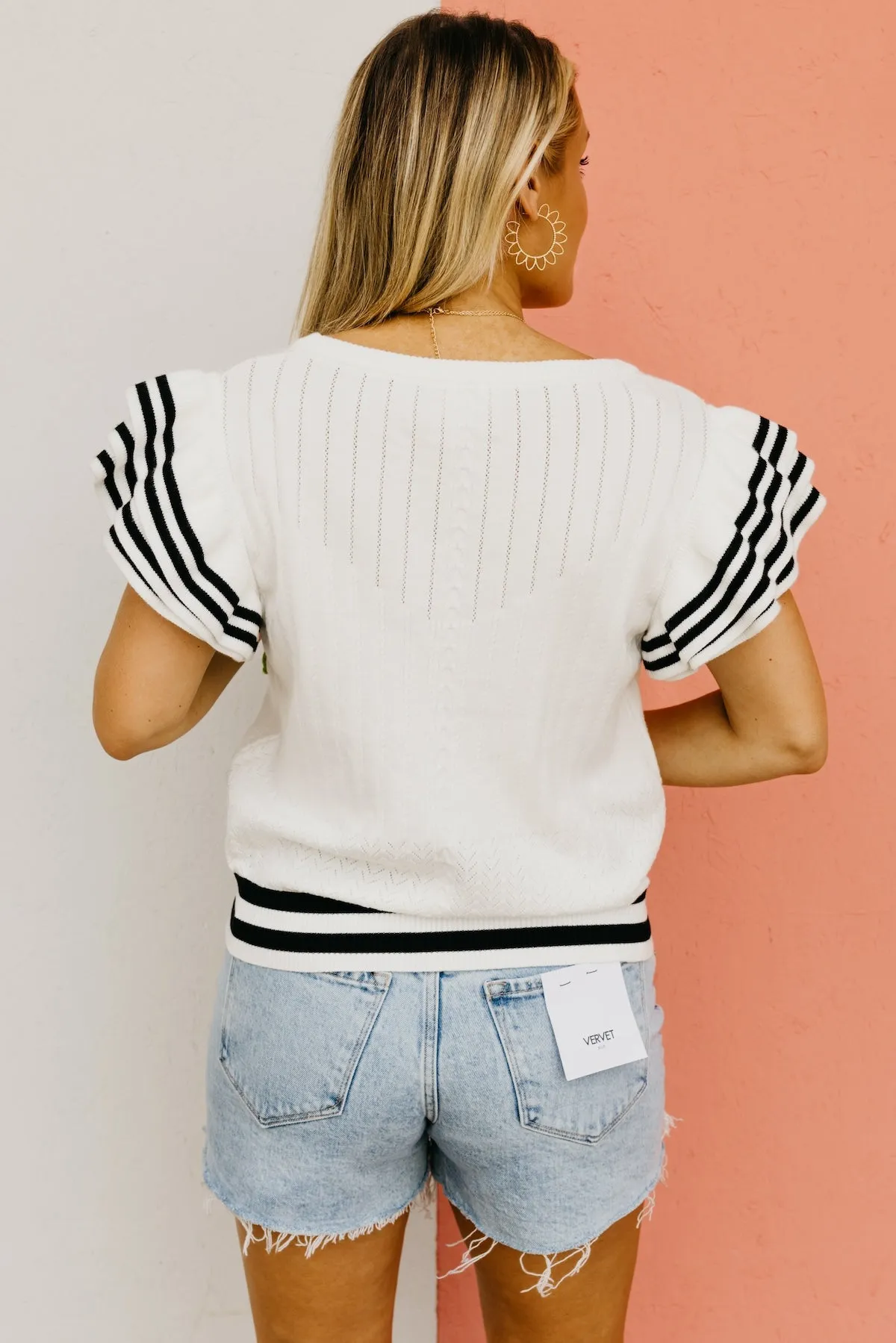 The Colten Ruffle Sleeve Floral Knit Top