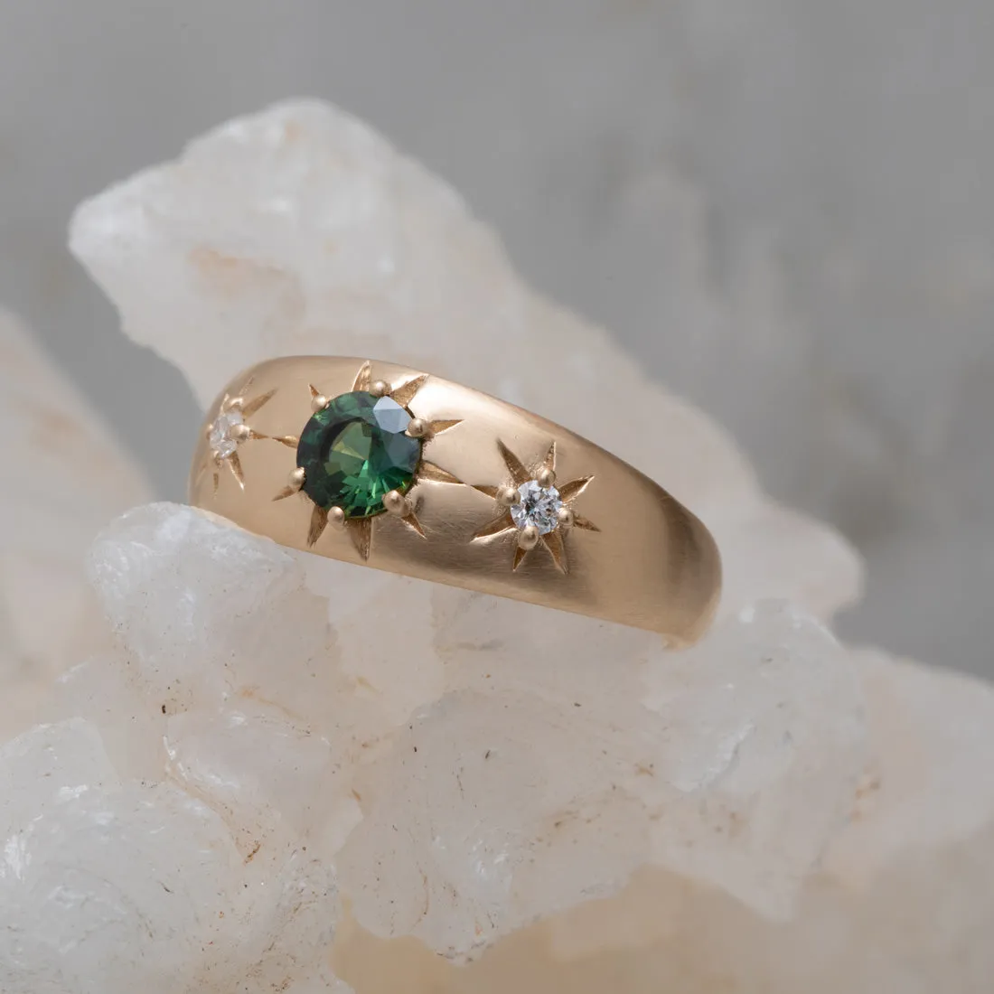 Three Sisters Ring, Green Sapphire