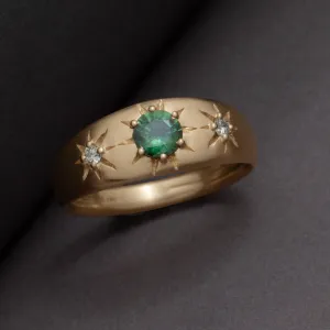 Three Sisters Ring, Green Sapphire