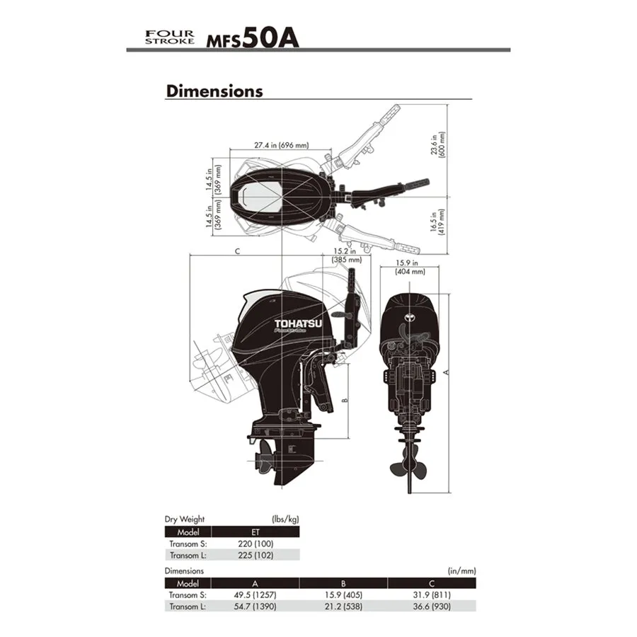 Tohatsu MFS50A 50hp 4-stroke outboard engine