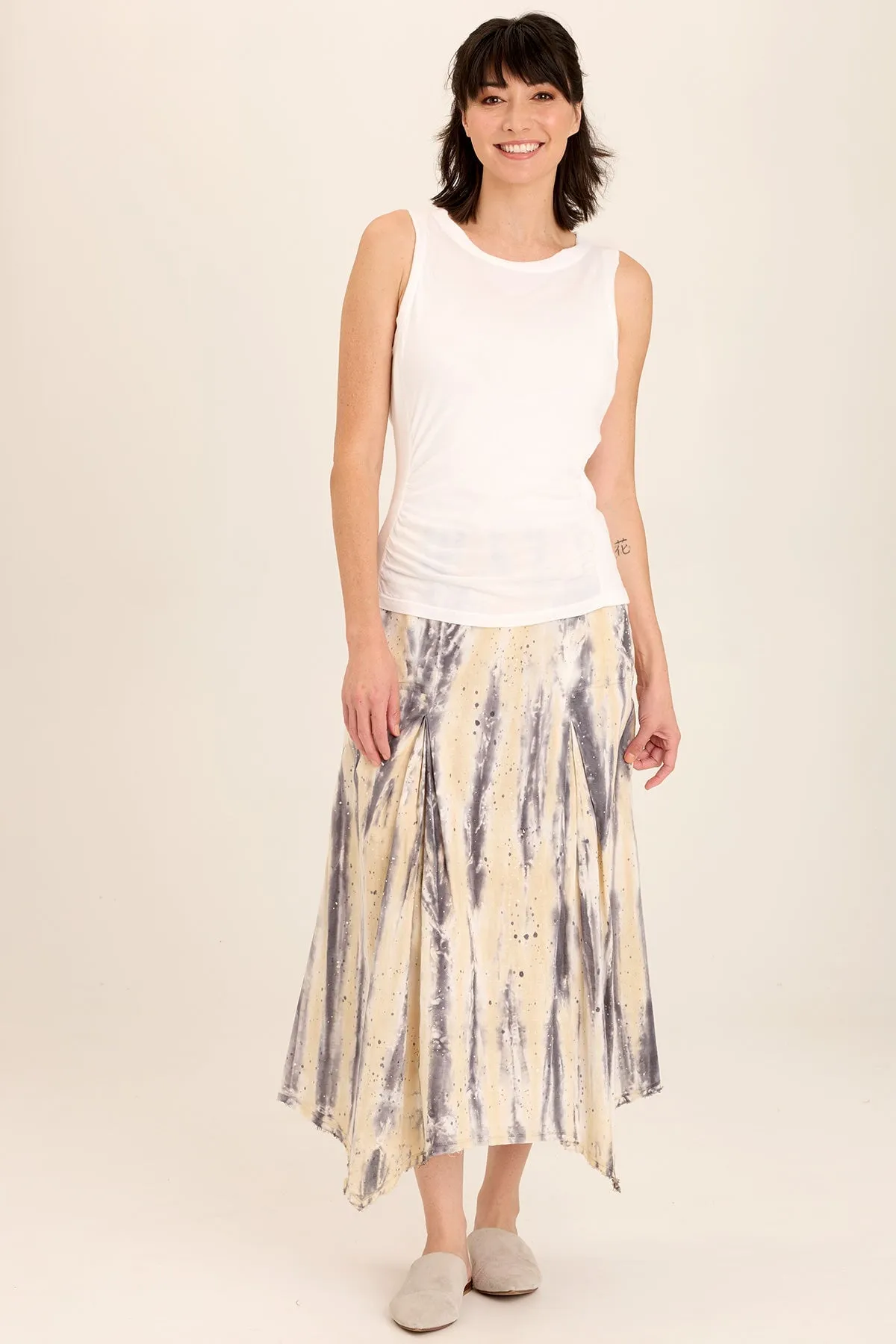 Triste Linen Bohemian Sharkbite Maxi Skirt