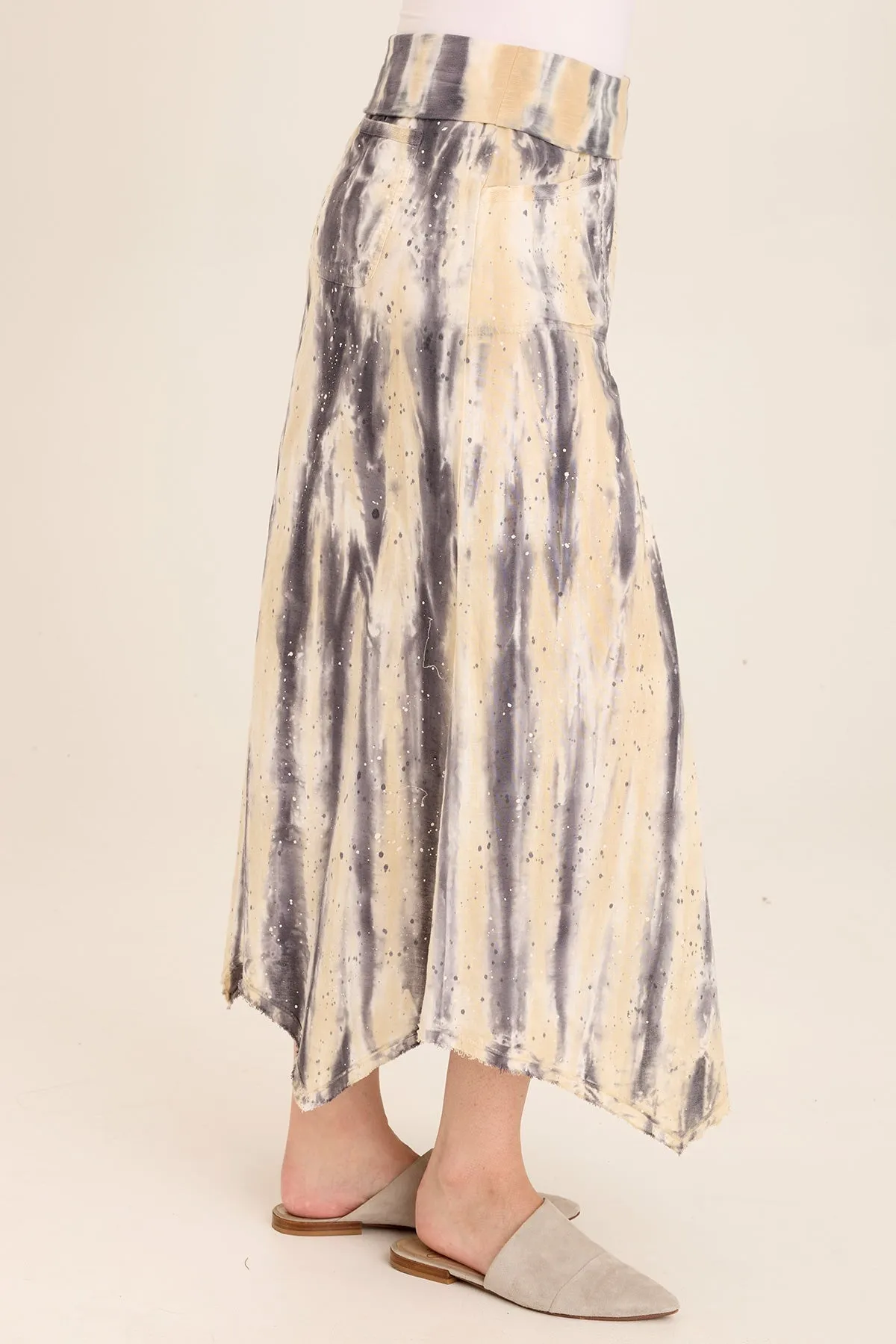 Triste Linen Bohemian Sharkbite Maxi Skirt