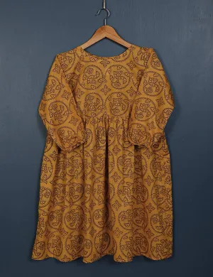 TS-150-Mustard - Tangerine - Cotton Printed Frock
