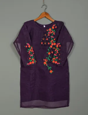 TS-175-Purple - Organza Embroidered Kurti