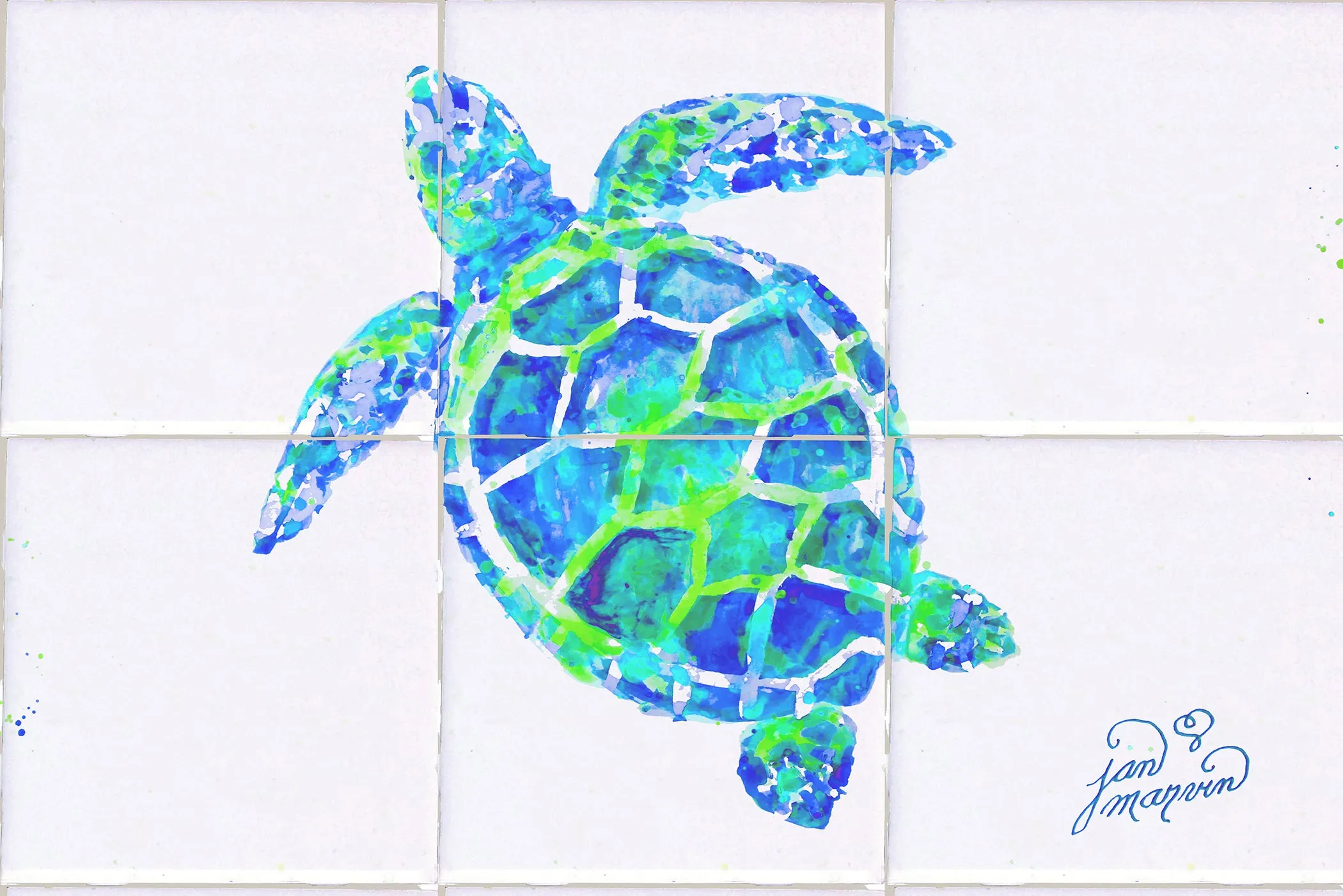 Turtle OnlyTile Mural, High Quality (won't fade), Indoor or Outdoor, Beach Wall Tiles, Backsplash, Shower, Mosaic