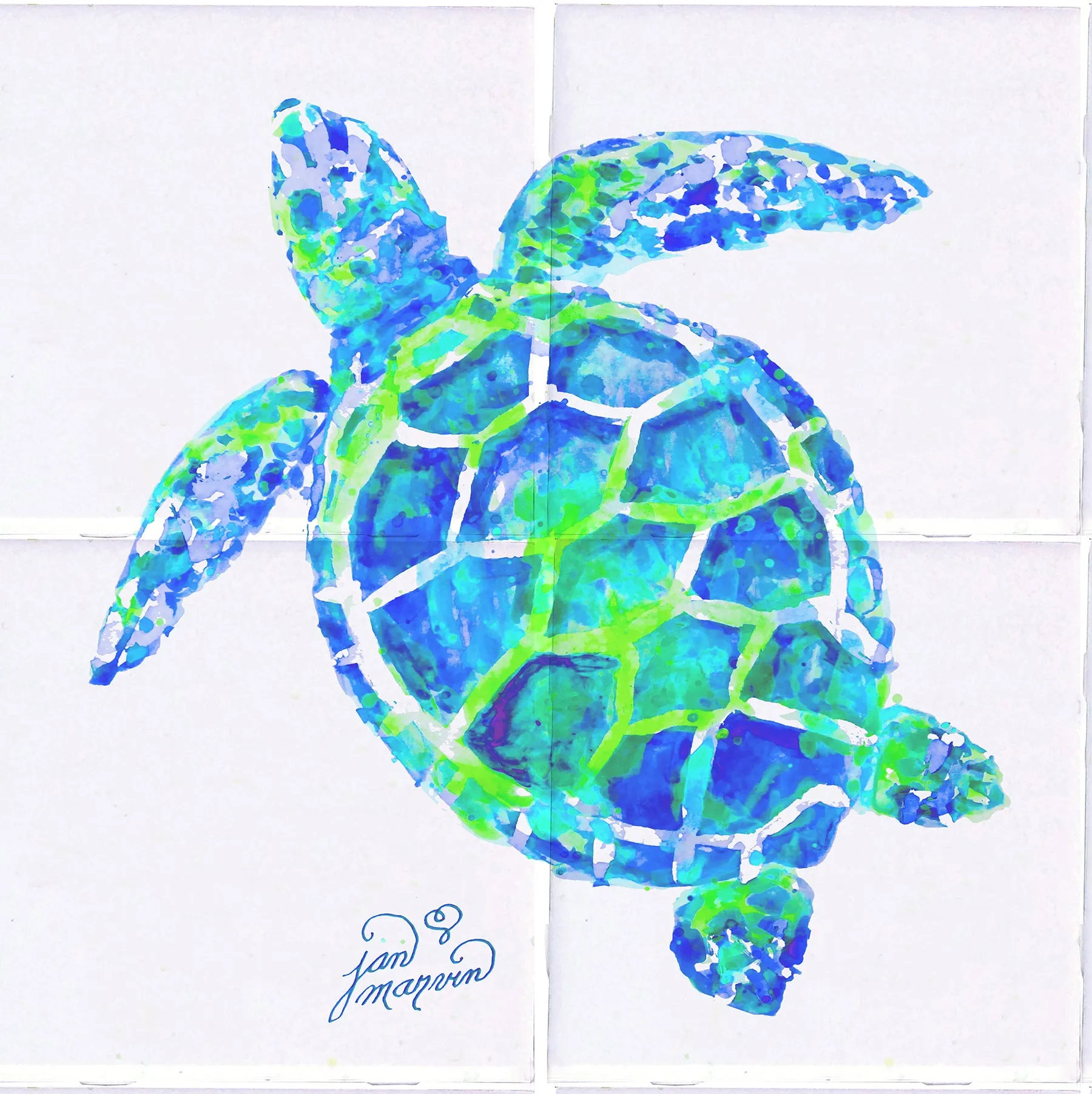 Turtle OnlyTile Mural, High Quality (won't fade), Indoor or Outdoor, Beach Wall Tiles, Backsplash, Shower, Mosaic