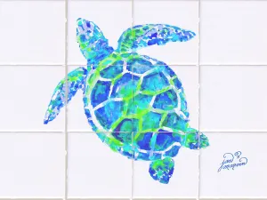 Turtle OnlyTile Mural, High Quality (won't fade), Indoor or Outdoor, Beach Wall Tiles, Backsplash, Shower, Mosaic