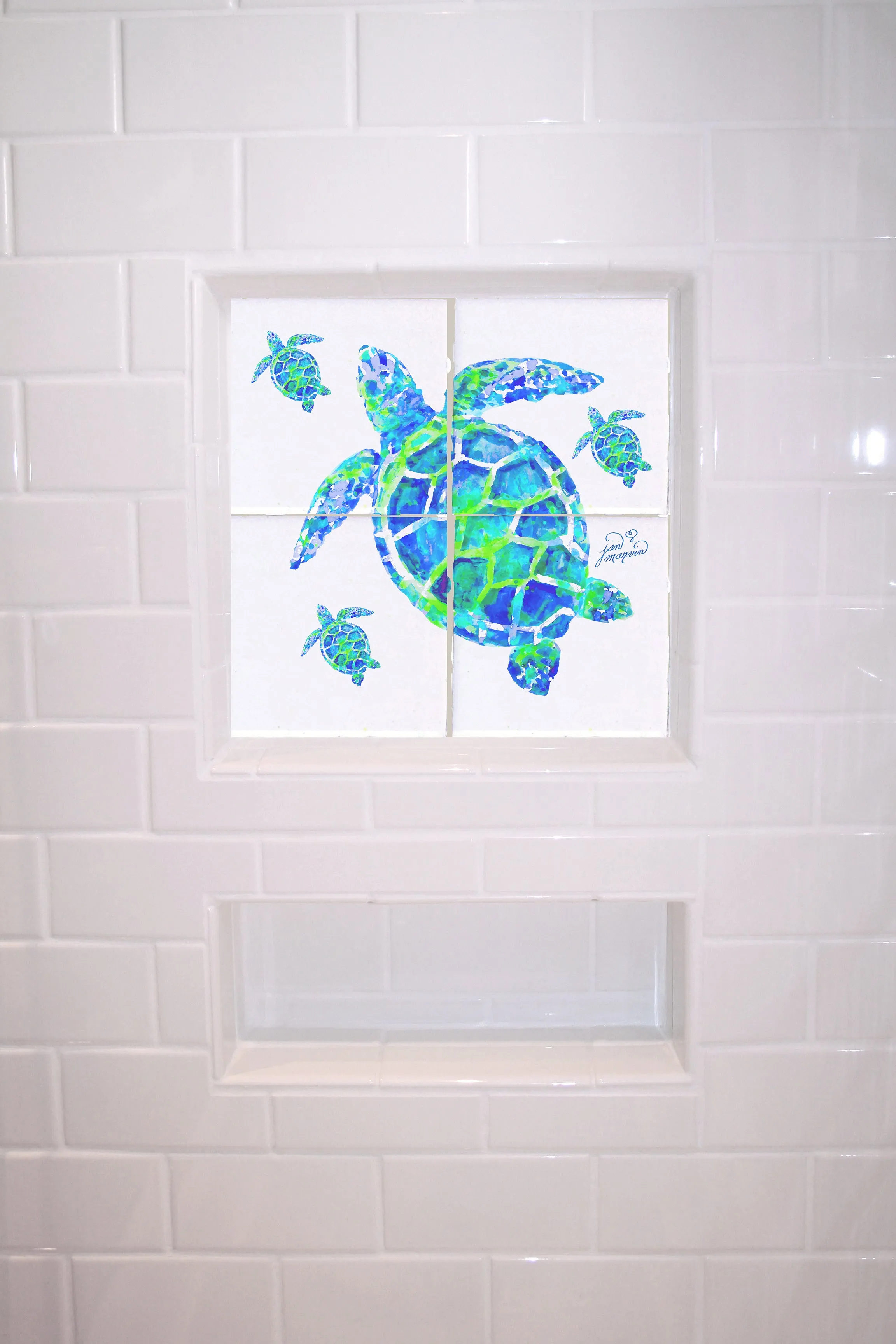 Turtle With Babies Tile Mural, High Quality (won't fade), Indoor or Outdoor, Beach Wall Tiles, Backsplash, Shower
