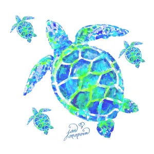 Turtle With Babies Tile Mural, High Quality (won't fade), Indoor or Outdoor, Beach Wall Tiles, Backsplash, Shower