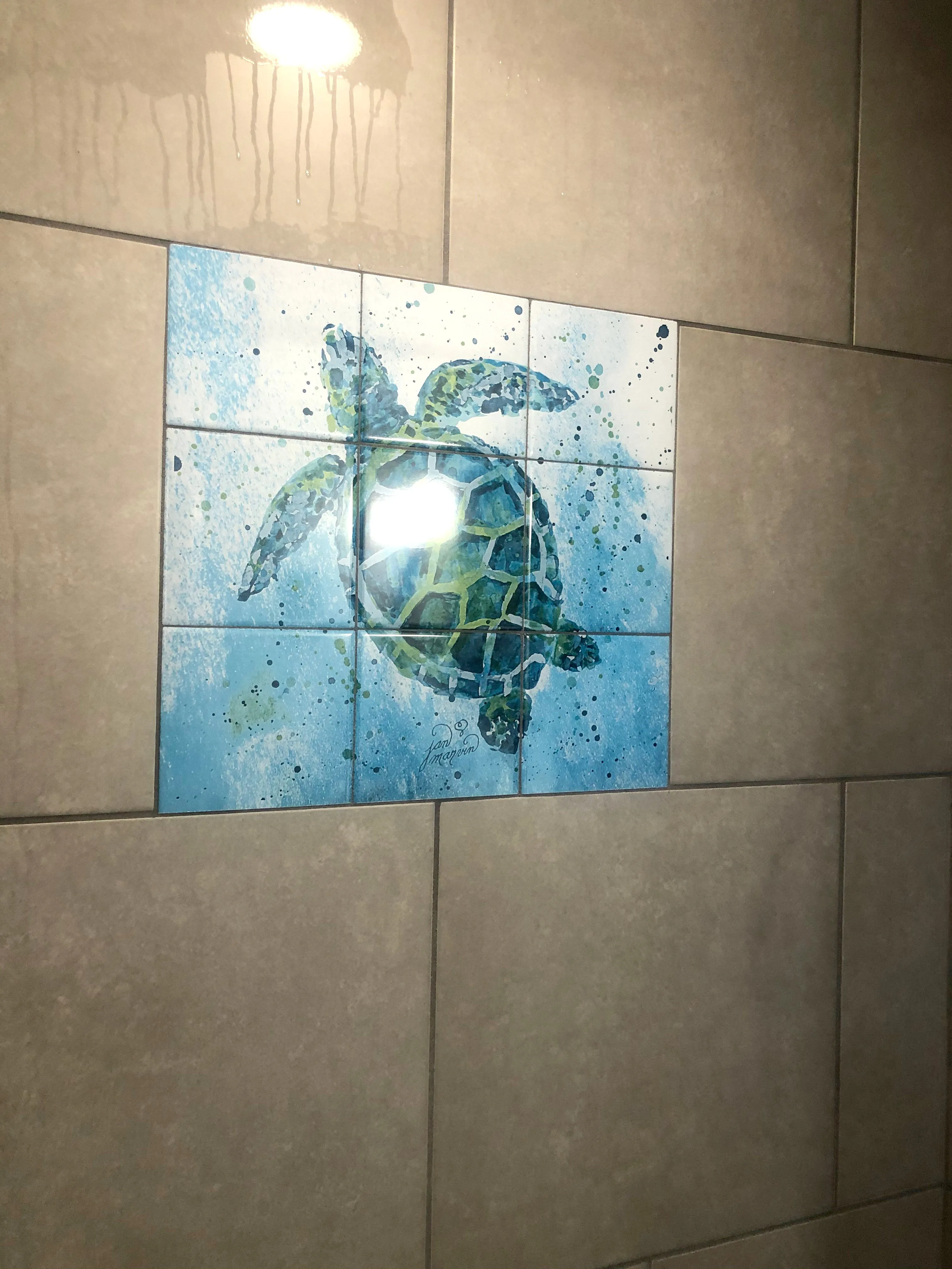 Turtle with background Tile Mural, High Quality (won't fade), Indoor or Outdoor, Beach Wall Tiles, Backsplash, Shower, Mosaic