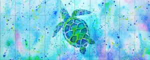 Turtle with background Tile Mural, High Quality (won't fade), Indoor or Outdoor, Beach Wall Tiles, Backsplash, Shower, Mosaic