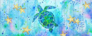 Turtle with Starfish Tile Mural, High Quality (won't fade), Indoor or Outdoor, Wall Tiles, Backsplash, Shower, Mosaic