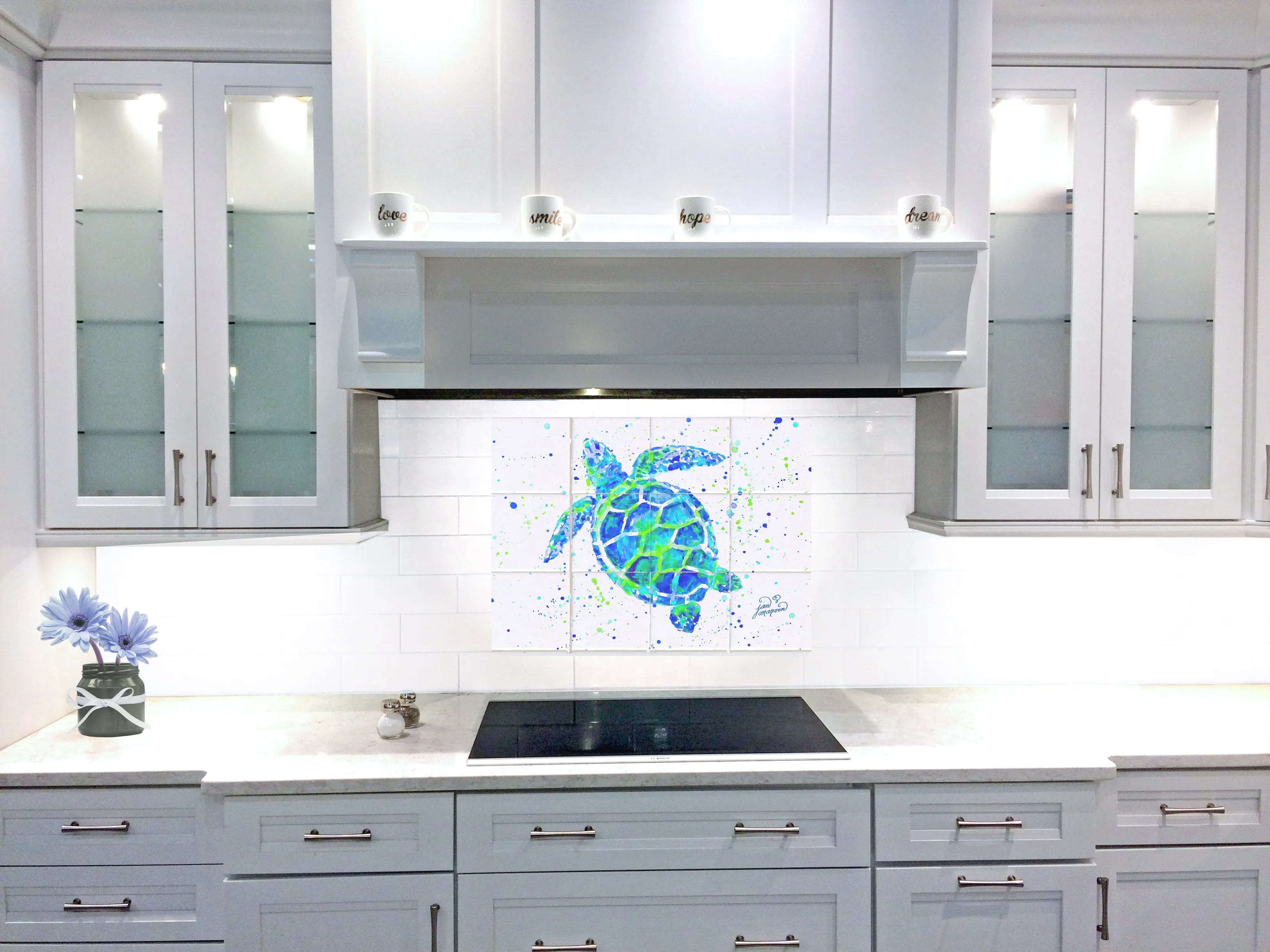 Turtle w/Paint Tile Mural, High Quality (won't fade), Indoor or Outdoor, Beach Wall Tiles, Backsplash, Shower, Mosaic