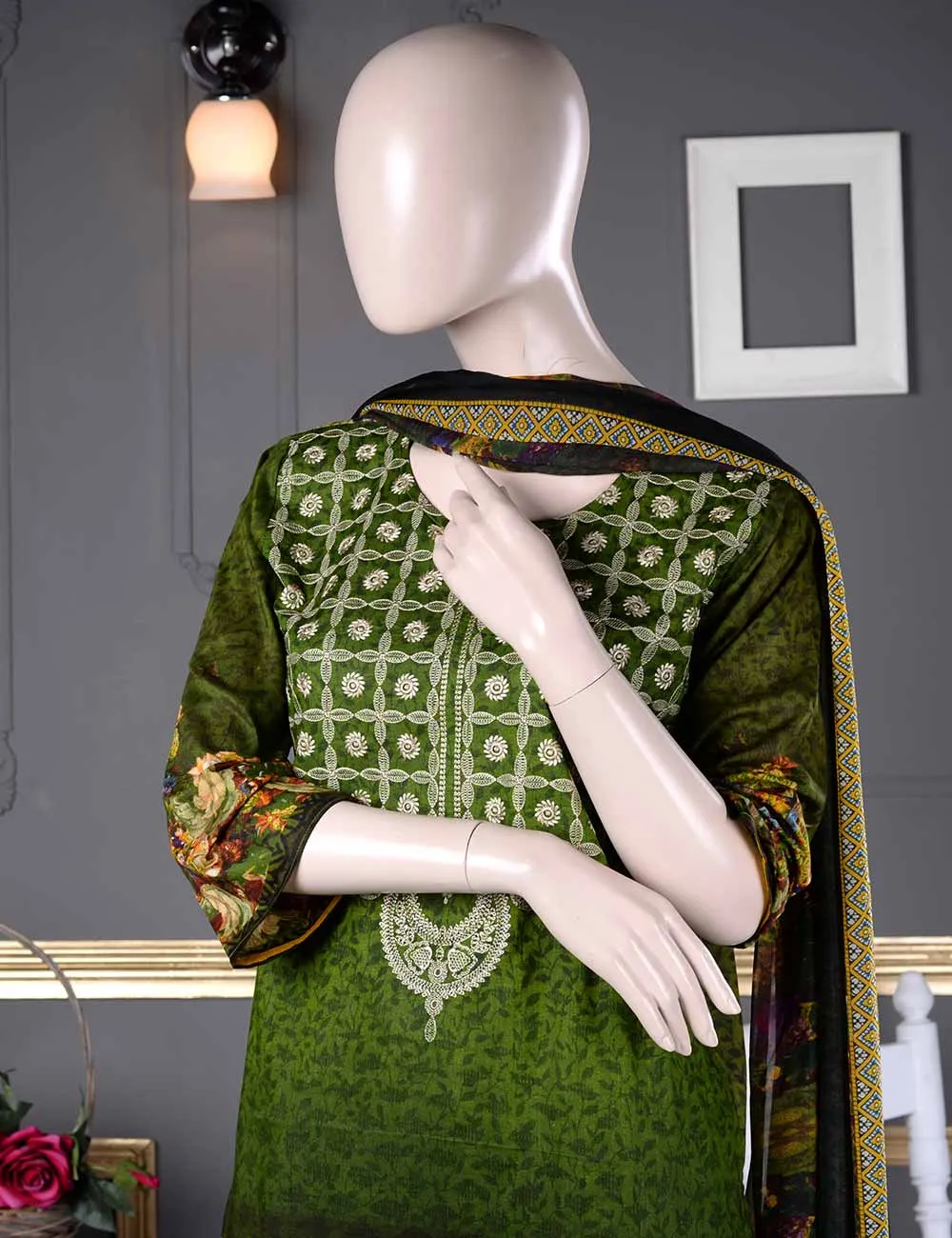 Un-stitched Embroidered Lawn (AQ-3A) Ethnic Aestheticism
