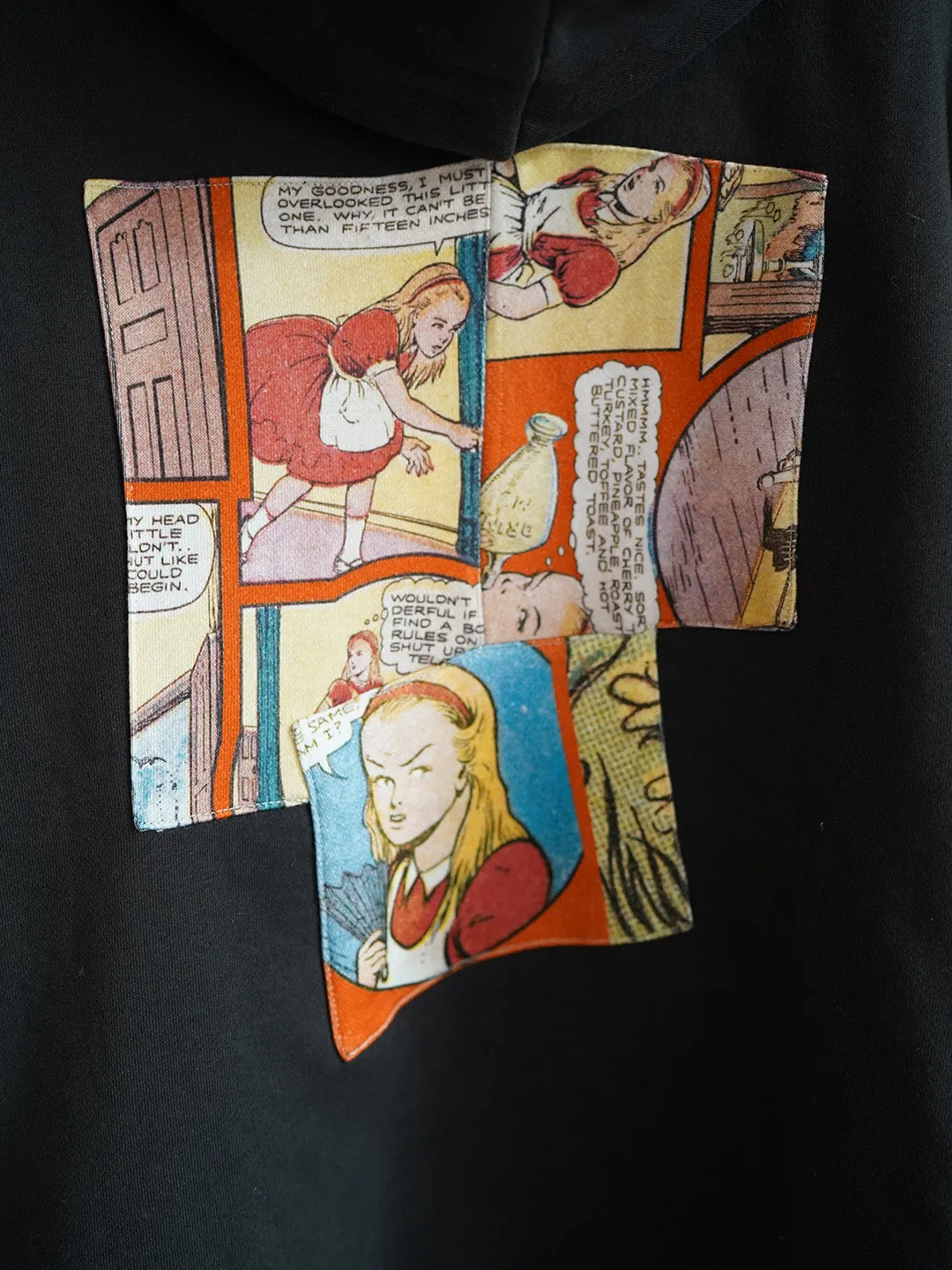 Unlogical Poem Fairy Tale Print Patchwork Knitted Hoodie